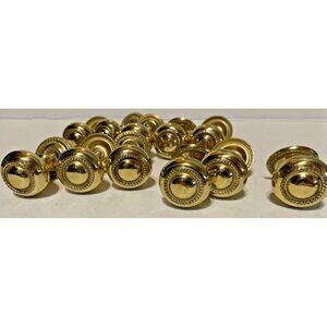 11 Vintage Brass Round Drawer Cabinet Knobs & Backplates with Twist Rope Design